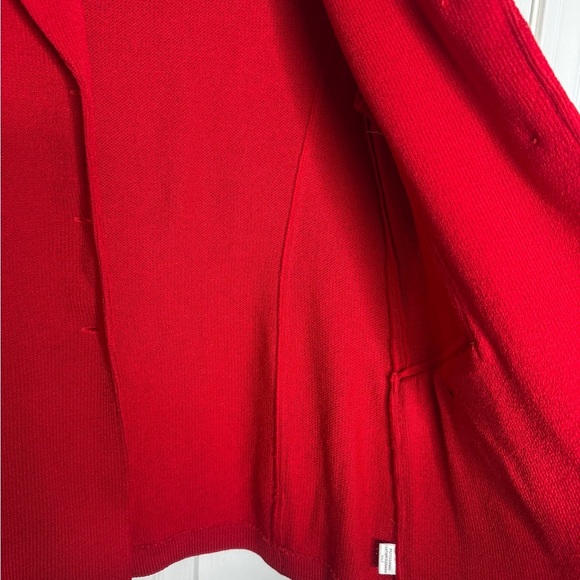 ST. JOHN collection vintage red santana knit blazer leather accents size 2 - Picture 8 of 9